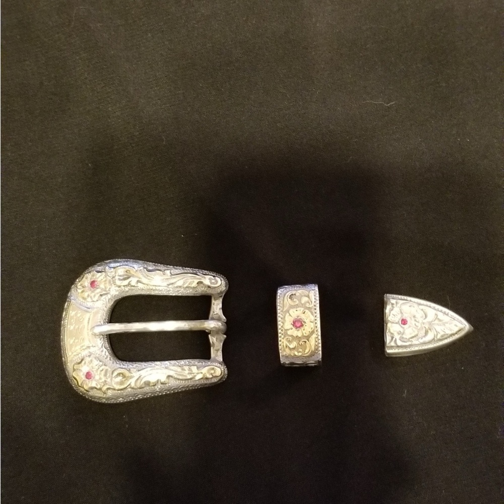 Elegant Silver and Gold Buckle Set